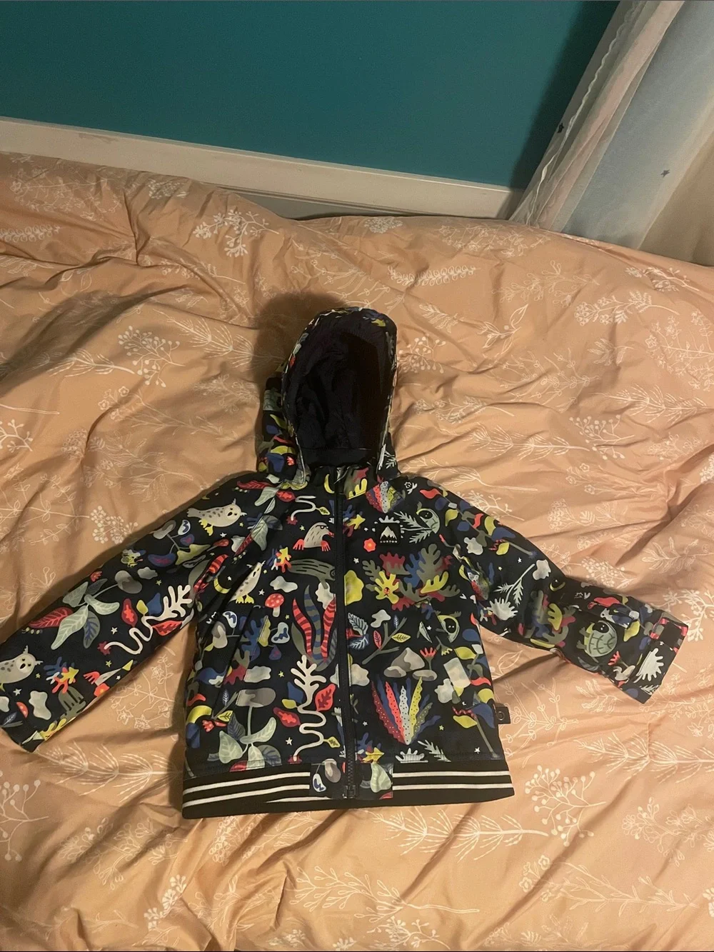 Kids Hooded Burton Coat with Colorful Ocean Print